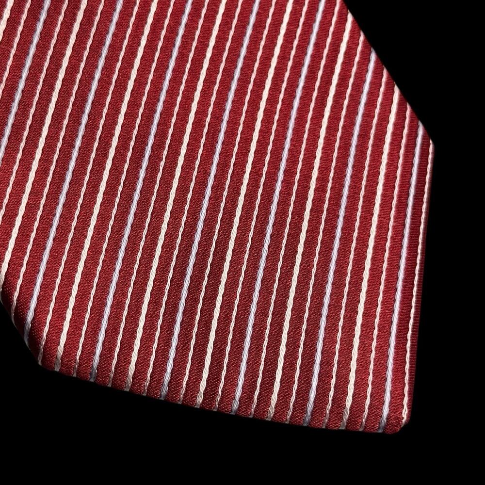 Hugo Boss Silk Tie Necktie Striped Red Made in Italy 58x3.25 Inches
